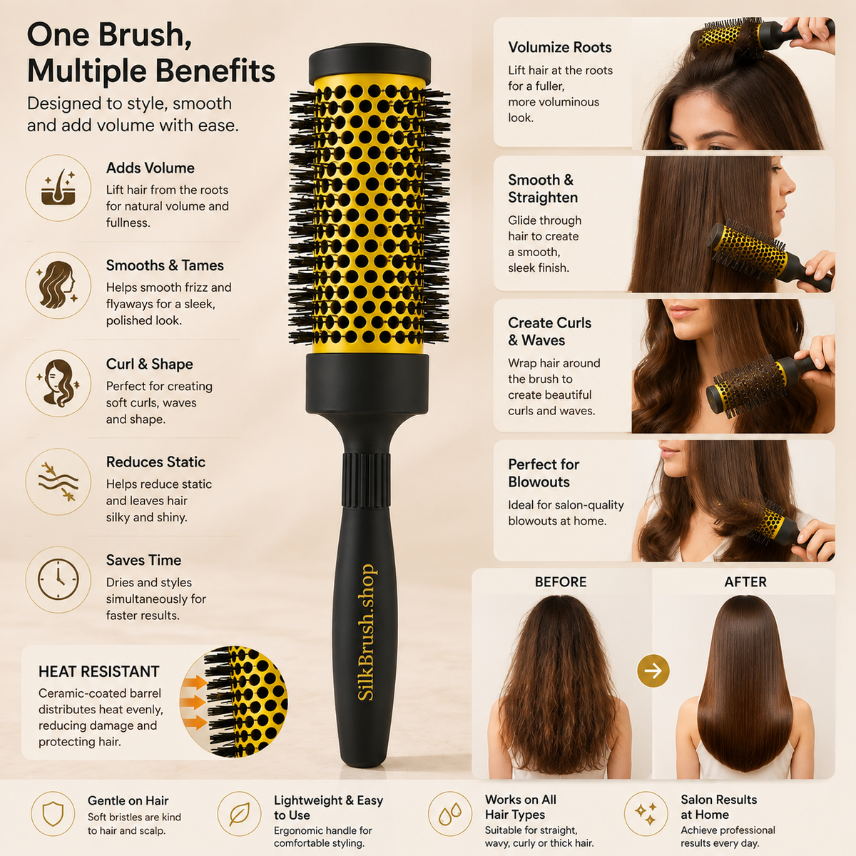 2Pcs - Drybar Ceramic Round Detangling Brush